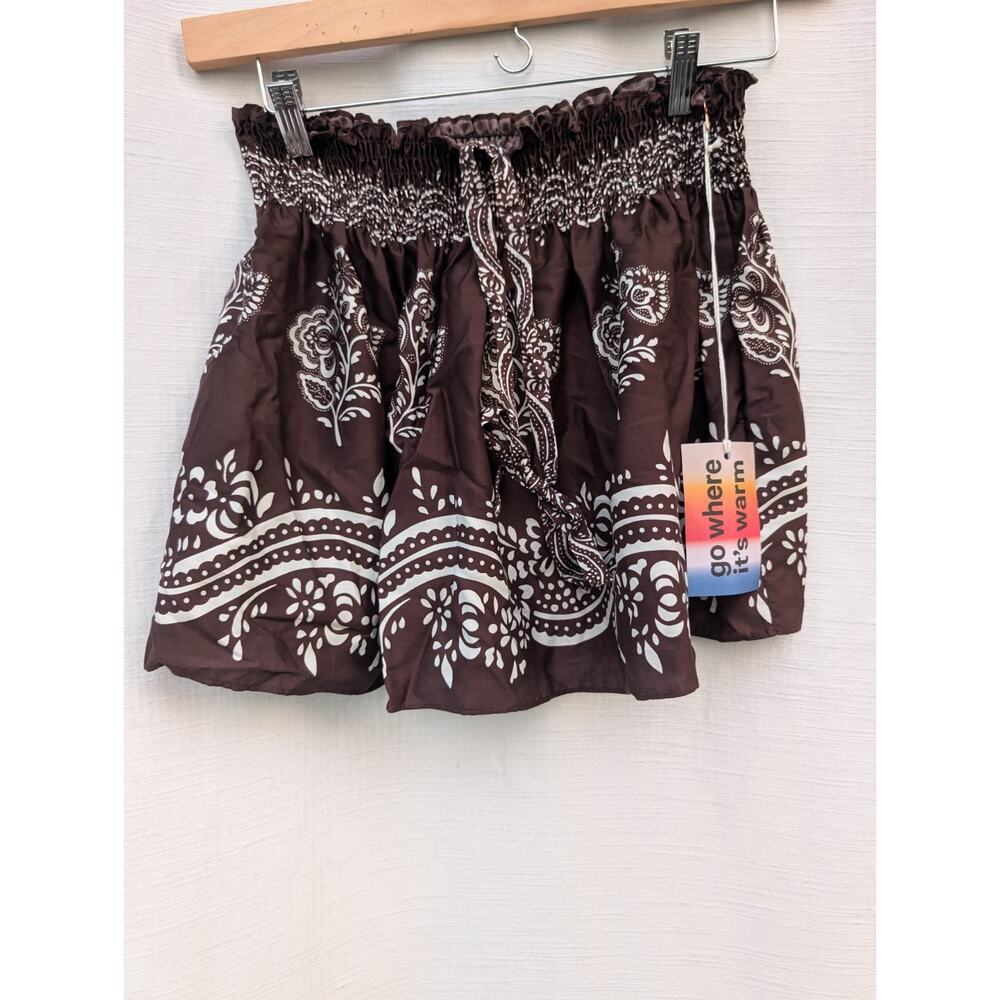 Warm NY‎ Womens Halter Top Skirt Sz 2 Brown Paisley Floral Feminine Boho Hippie
